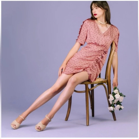 Quanta Du Soleil Bow tie Pink Dress Size 38 Medium - Picture 2 of 9